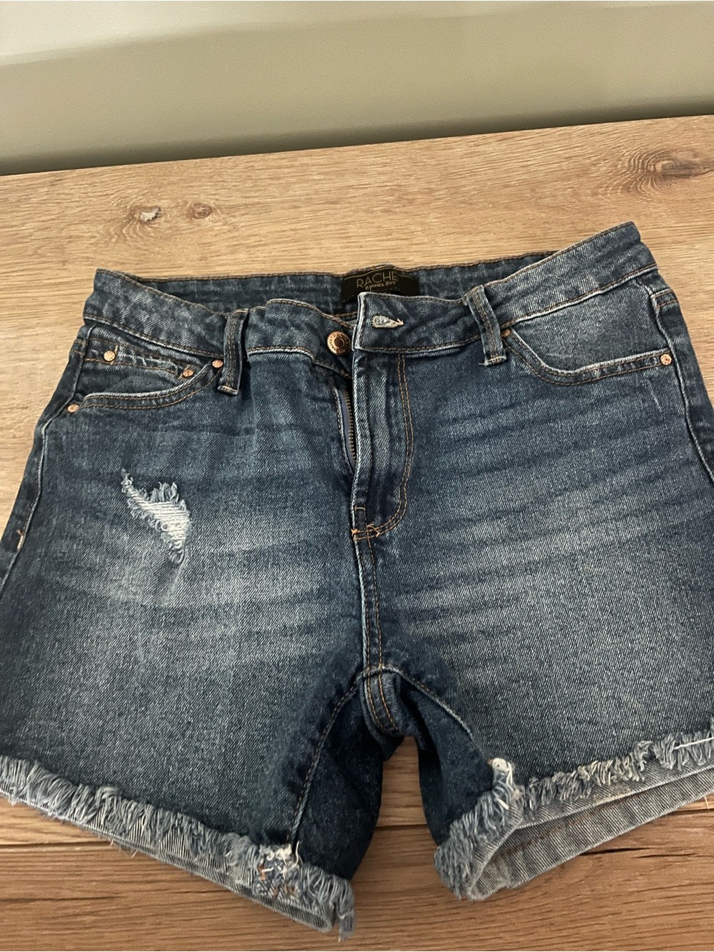 RACHEL Rachel Roy Dark Blue Distressed Denim Shorts